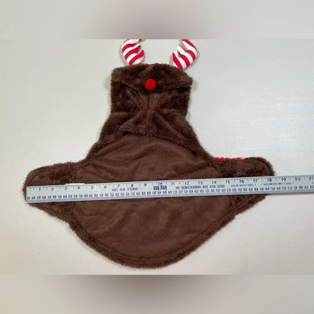 Festive Brown Reindeer Dog Costume, Small-14”